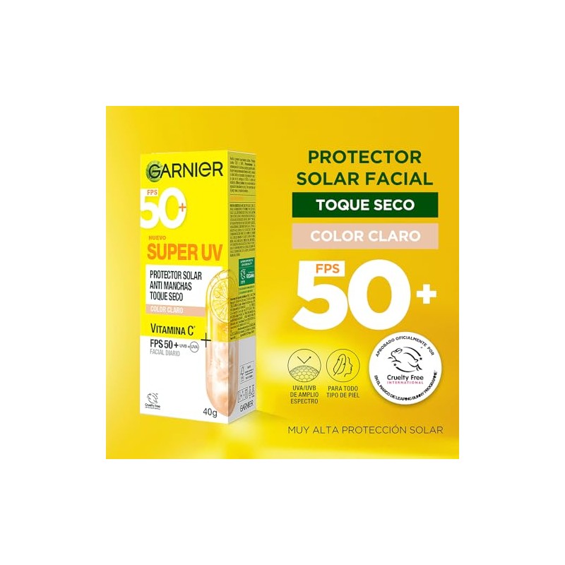 Garnier Protector Solar FPS50 Super UV Toque Seco Color Tono