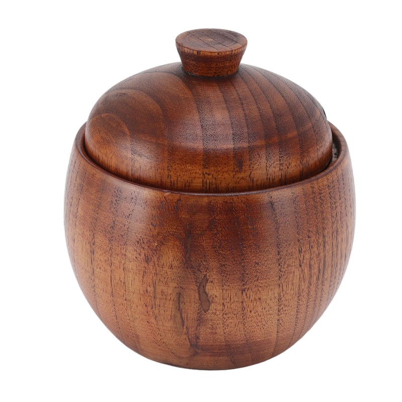 Wood Spice Jar Sugar Bowl Salt Box Seasonings Storage Container