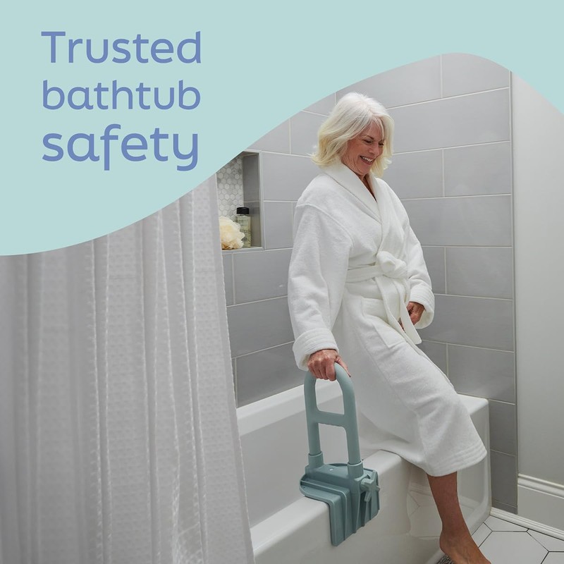 Medline Bathtub Grab Bar w/ Microban – Bathroom Wall Support
