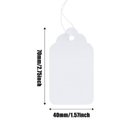 ZUFECY 100Pcs Marking Tags White Price Tags, Price Labels Display Tags with String Attached Fresh Tags, Display Label for Jewelry Tags 2.75 x 1.57 Inches