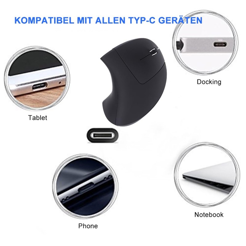 Fonicer Typ C vertikale Drahtlose Maus, 2.4G USB C Drahtlose