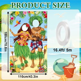 DTOFOOT Luau Couple Photo Door Banner Hawaiian Party Decorations Tiki Luau Photo Booth Props Banner for Get-Together Hawaiian Party Supplies for Tropical Beach Get-Together