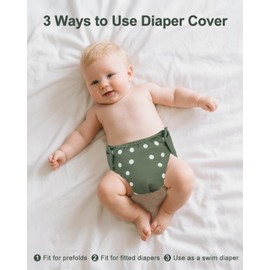 Babygoal Baby Cloth Cover for Prefolds,Flats or Fitted Diapers– Adjustable, Reusable, Waterproof Swim Diaper Cover for Infant and Toddlers 15-35lbs DCFN-NKD52-B