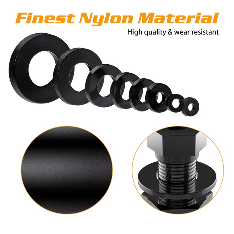 URLWALL 500Pcs Nylon Flat Washer Assortment Set, Washers Metric Sealing