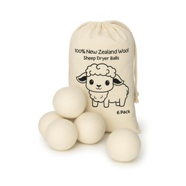 Natural Wool Dryer Balls | Reusable Natural Fabric Softener | Reduces Wrinkles & Drying Time | Large Dryer Balls is a Better Alternative to Plastic Balls and Liquid Softener| Saves Energy (Pack of 6)