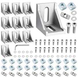 Aluminium Profile Angle 40 x 40 mm Mounting Material Angle Fastening Grid Braces Angle Connector Corner Connector for Strut Profile Groove Profile Mounting Profile Pack of 10
