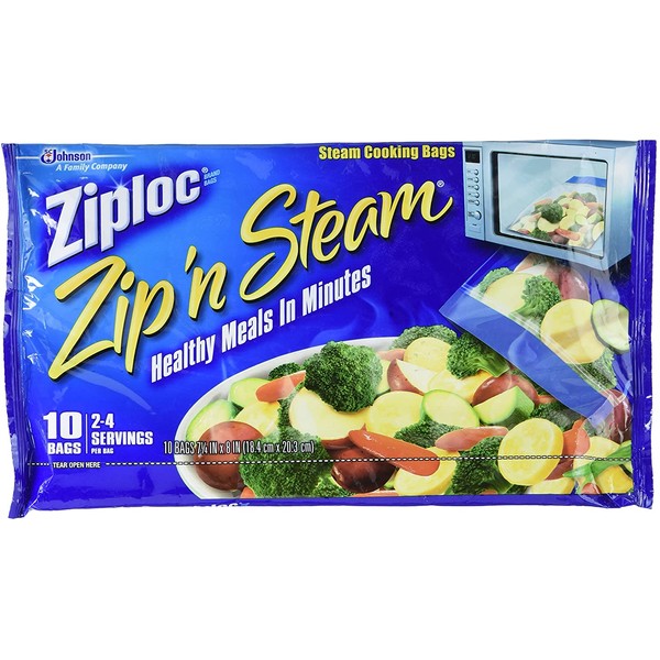 Ziploc Zip'n Steam Cooking Bags, Medium-10 Ct