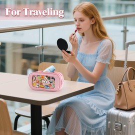 Cosmetic Travel Bags For Women, Pin Display Ita Bag Small Makeup Bag Leather Cosmetic Organizer Teen Girl Trendy Stuff Birthday Christmas Gifts Travel Bag For Toiletries, No Pins, Light Pink