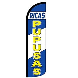 4Less RICAS PUPUSAS Windless Swooper Flag Feather Banner Sign 3x11.5 ft Tall Flag Only bz blue