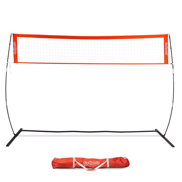 GoSports Freestanding Volleyball Training Net for Indoor or Outdoor Use - Instant Setup and Height Adjustable - 12 ft or 20 ft Sizes