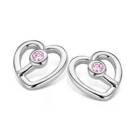 Kipling Children Sterling Silver Heart Pink Cz Earring