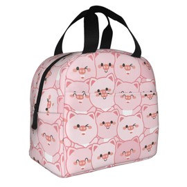 Eitqtbea Cute Pink Pig Print Lunch Bag Lunch Box, Insulated Lunch Bag Cooler Tote Box for Women Adult