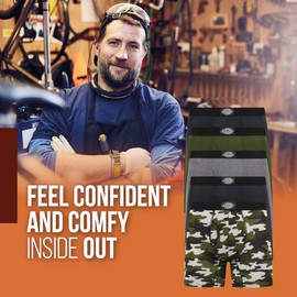 Dickies 5 Pack Mens Boxer Briefs With Pouch, Moisture Wicking Performance Underwear For Men