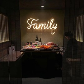 QiaoFei Family Where Life Begins, Love Never Ends Neon Sign, Positive Quotes Decorative Neon Lights for Home Room Wall Decor Neon Light Sign, Christmas Birthday Gift,Thanksgiving Gift(Warm White)