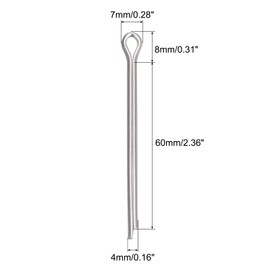 sourcing map Split Cotter Pin, 4mm x 60mm Stainless Steel Clip Fastener Fitting for Automotive, Mechanics, Silver Tone, 15Pcs