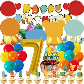 MODEQQ Pack of 48 Birthday Decorations 7 Years Boy Girl Balloons Birthday Party Set, Balloons Set for Children's Birthday Party Decoration (7)