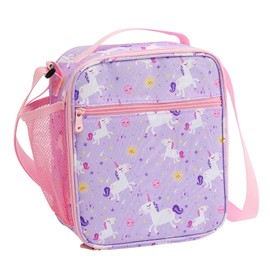 KEAIDUO Lunch Bags for Boys Girls, Insulated Reusable Lunch Box Cooler Tote Bag Lunch Snack Bag for Kids Thermal Bags (Purple Unicorn)