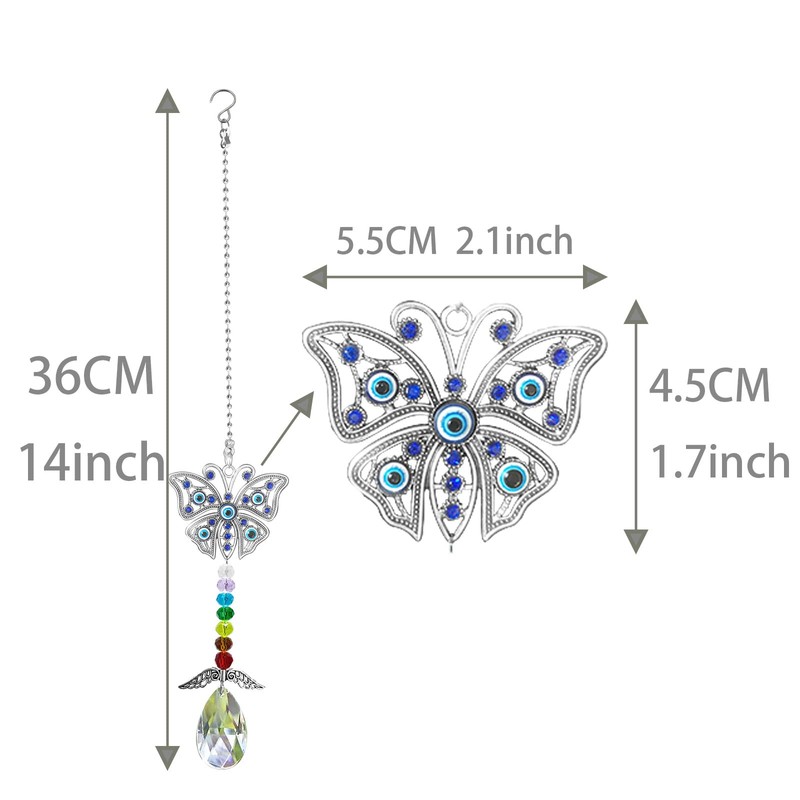 Butterfly Crystal Garden Hanging Teardrop Prism Pendant for Window Rainbow