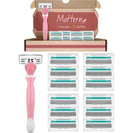 MOHERN Maquinillas de Afeitar para Mujeres con Piel Sensible, 6 Hojas, Incluye Maquinilla de Viaje con 12 Hojas de Recambio, Color Rosa