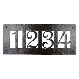 Rustic Custom Hammered Wrought Iron Address Plaque Horizontal APH24 (4number) (Bronze)