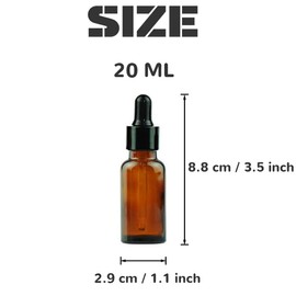 12 PCS 20ml Amber Glass Bottles with Eyed Dropper Black Caps Cream Lotion Essential Oil Dispenser Container Storage for Travel Business Trip Camping