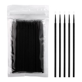 50 Pieces Microswabs for Eyelash Extensions, 10CM Lash Cotton Swabs, Microfiber Wands Brush for Lash Removal, Clean Mascara (Simple Packaging)-(Black)