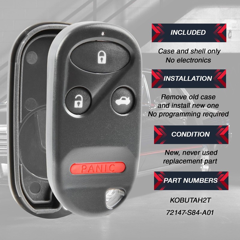 Key Fob Keyless Entry Remote Shell Case & Pad fits