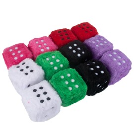 AYNKH 6cm Car Hanging Furry Dice,Car Mirrior Hanging,Christmas Tree Decoration,Car Fluffy Interior Pendant,Fluffy Dice for Car,Pair of Hanging Couple Car Pendant for Car Interior Decoration (white)