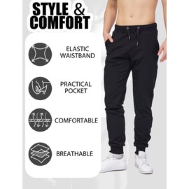 Mlgaril 3 Pack Men’s Active Athletic Sweatpants Drawstring Fleece Lined Cuffed Jogger Workout Bodybuilding Track Pants Black/White/Grey，M