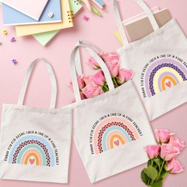 TYL&TYS 3pcs Teacher Appreciation Gifts Teacher Bags for Women, Teacher Gifts Teacher Tote Bag Canvas Bags, Rainbow Graduation Thanksgiving School Supply Birthday Gift