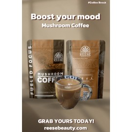 Fueled Focus Organic Mushroom Coffee - Reishi, Lion’s Mane, Cordyceps, Shiitake, Turkey Tail - Stress Relief, Brain Health, Calm, Energy, Vitality