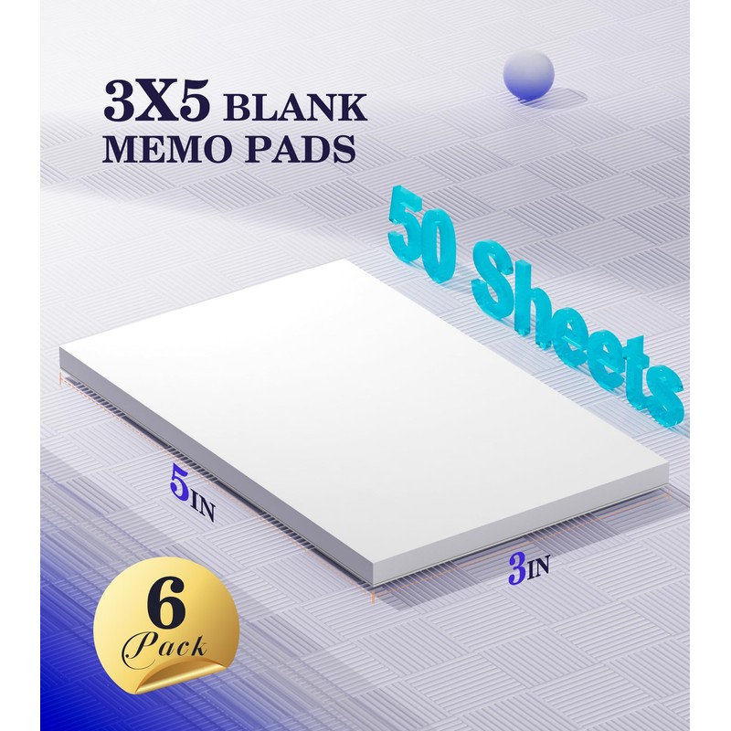 Notepads 3x5, 6 Pack Small Note Pads, Server Note Pad,