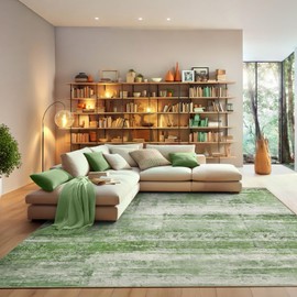 FLYRUGGO Abstract 8x10 Area Rug, Modern Throw Rugs for Living Room, Washable Soft Large Non-Slip Accent Carpet Floor Mat for Dining Room Office Bedroom - Abstract Sage Green