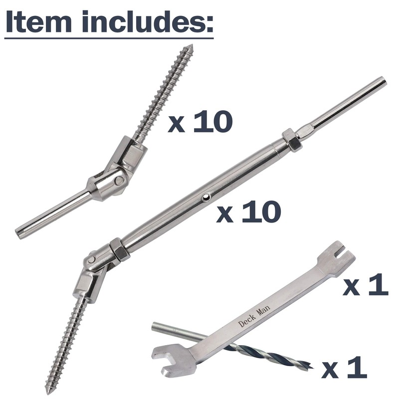 Deck Man 1/8 inch T316 Stainless Steel Adjustable Angle Single-Screw