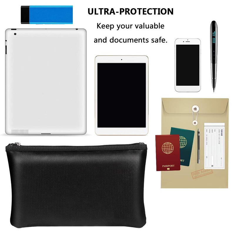 Fireproof Waterproof Document Bag Silicone Fiberglass Fabric Fireproof Pouch Large
