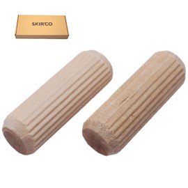 SKIR'CO (Pack of 50) Wooden Dowels 12x35mm Grooved Wood Dowels Fluted Pins for Furniture Grooved Dowels