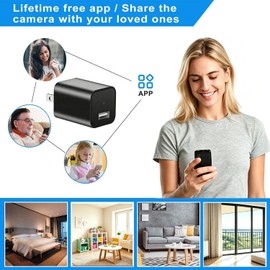 Smart USB Camera Charger WiFi , HD 1080P Wireless Camera, Security Camera App Live Feed for Home Indoor & Outdoor​