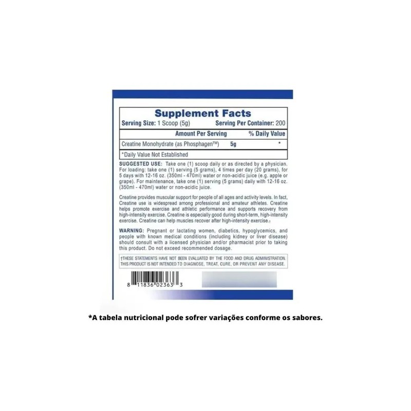 Creatina Monohidratada Hi Tech Hplc Pura Fosfageno 400 Gr