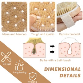 ZEPIQOR 2 Pcs Massagebürste, Körperbürste Naturborsten, Cellulite Bürste, Trockenbürste Körper Peeling Bürste, Trockenmassage Bürste, Peelingbürste Reduziert Cellulite und Verbessert Lymphfunktionen