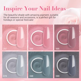 AZUREBEAUTY Dip Powder Nail Set, All Season 6 Colors Nude Pink Gray Dipping Powder Nail Starter Kit French Art Manicure DIY at Home Gifts for Women Girls, No Need Nail Lamp Cured