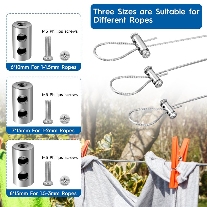 Pack of 60 Wire Rope Clamps, Bow Shape for Steel