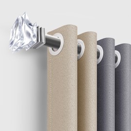 XmhFurnish 1 inch Curtain Rods for windows 36 to 72" with Square Crystal Diamond Finials, Single Rod Adjustable Curtain Rod(Antique nickel)