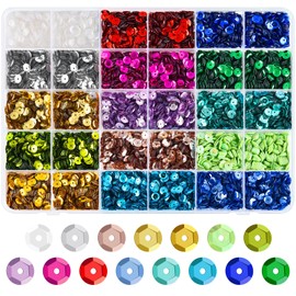 NACHLYNN 16800 Pcs 6MM Bulk Loose Sequins 15 Colors Rainbow Round Sequins for Crafts Sewing Wedding Christmas Jewelry Making Nail Arts Crafts