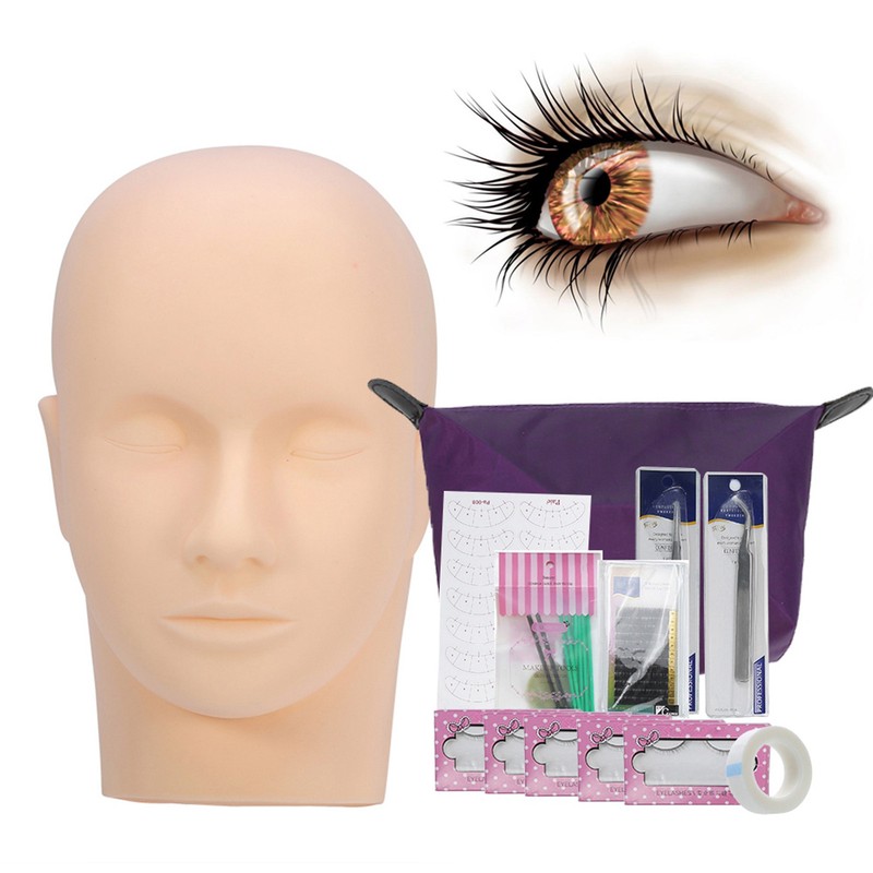 Professional One Training Head Model False Eyelashes Extension Practice Kit