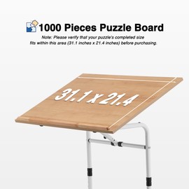 1000 Piece Tilting Jigsaw Puzzle Table with Legs, 31.1''x21.4'' Angle and Height Adjustable Puzzle Board Tabletop with Wheels (Puzzle Board Not Included)