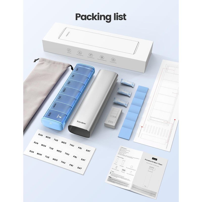 Vaydeer 7 Day Weekly Pill Organizer (Support 2 Times a