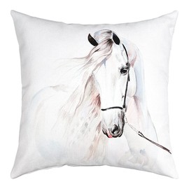 Feelyou White Horse Throw Pillow Covers 18"x18" Set of 2 Soft Galloping Horse Pillow Cases Cushion Covers for Living Room Bedroom Cute Animal Decor Decorative Throw Pillowcases for Sofa Couch Chair
