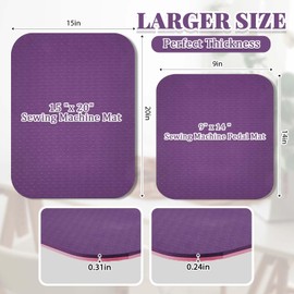 Drydiet 2 Pcs Sewing Machine Muffling Mat Pedal Mat Sewing Machine Mat Reduce Vibrations Noise No Slip Rubber Sewing Machine Accessories for Quilting Embroidery (Pink Purple,15" X 20" and 9" X 14")