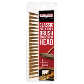 Chef-Master 90046 Pizza Brush Head Replacement | Attaches to the 90041 Pizza Oven Brush | Stainless Steel Scraper Blade | Heavy-duty Brass Bristles | 10" Long Pizza Brush Head