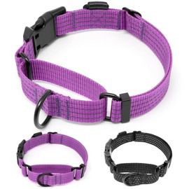 Bpawser Martingale Collar for Training Dogs 1 Count Adjustable Reflective Collars with Buckle NO Pull Prevents Slipping Out for Medium Large Dogs Helps with Strong pullers (Purple, L)